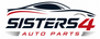 A logo for Sisters 4 Auto Parts featuring a stylized dark blue car silhouette above the text 'SISTERS 4 AUTO PARTS' in dark blue and red on a white background.